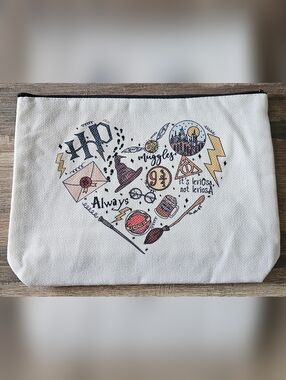 White Harry Potter Themed Cosmetic Pouch